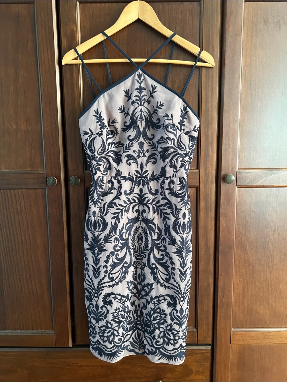Baroque Whimsigoth Indie Embroidered Halter Sheath Dress Lilac Mauve 2 NWT